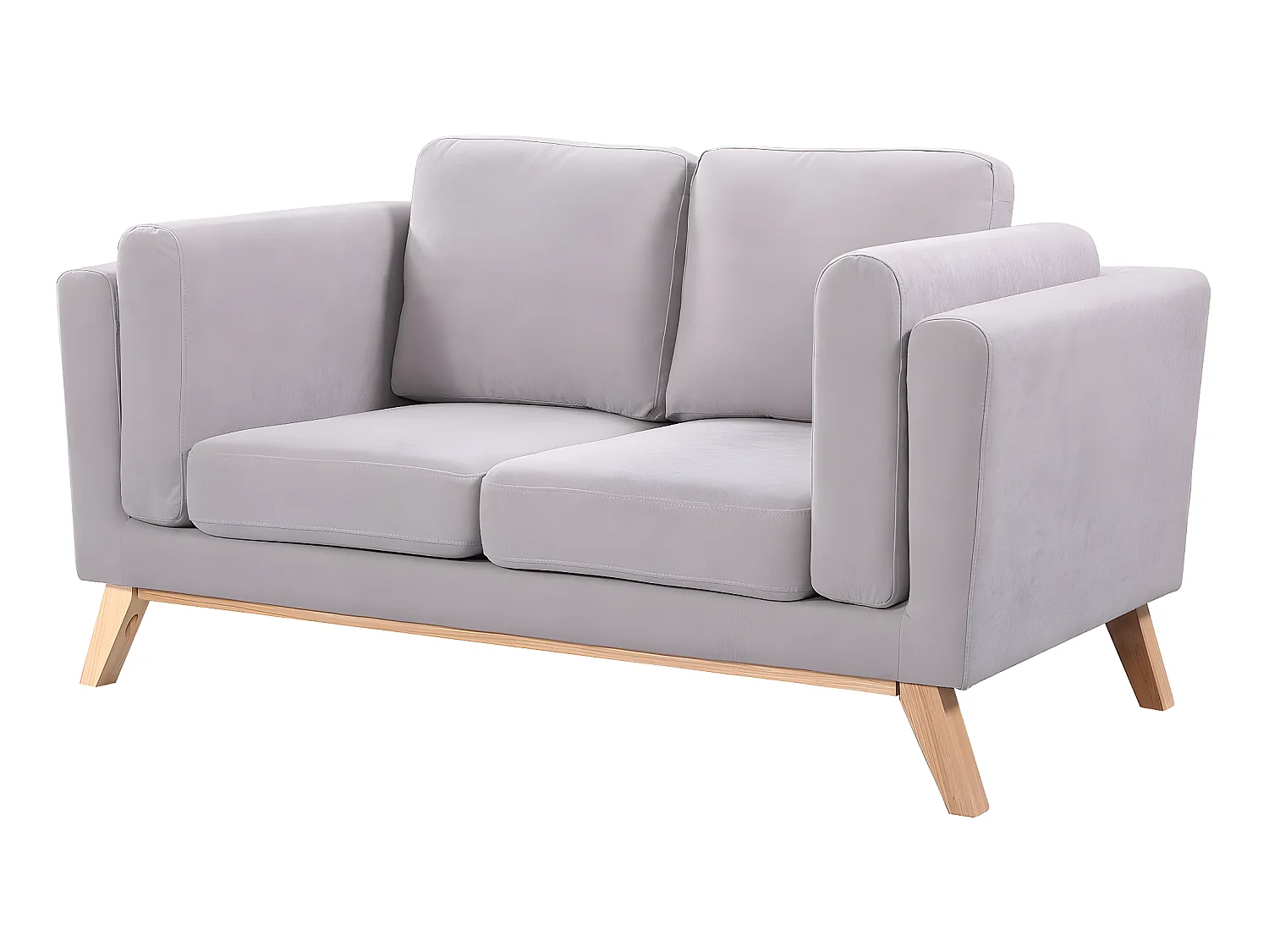 Canapé fixe tissu "Elizabeth" - 165 x 87 x 84 cm - 2 places - Gris Clair