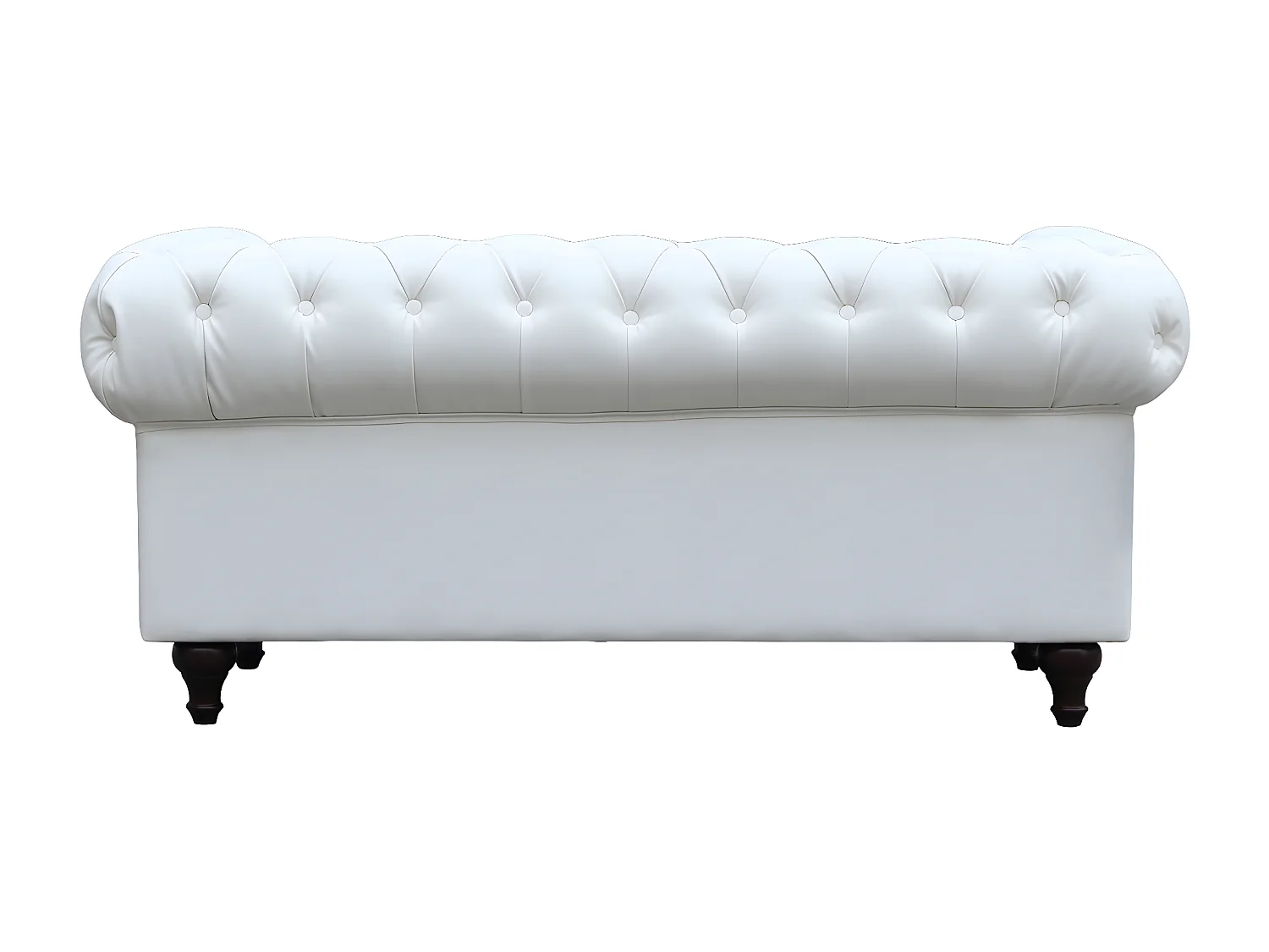 Sofá Chesterfield "Aliza" de 2 lugares em couro sintético branco capitonê