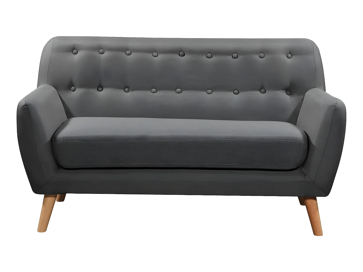 Canapé fixe tissu "Cody" - 145 x 77 x 84 cm - 2 places - Gris