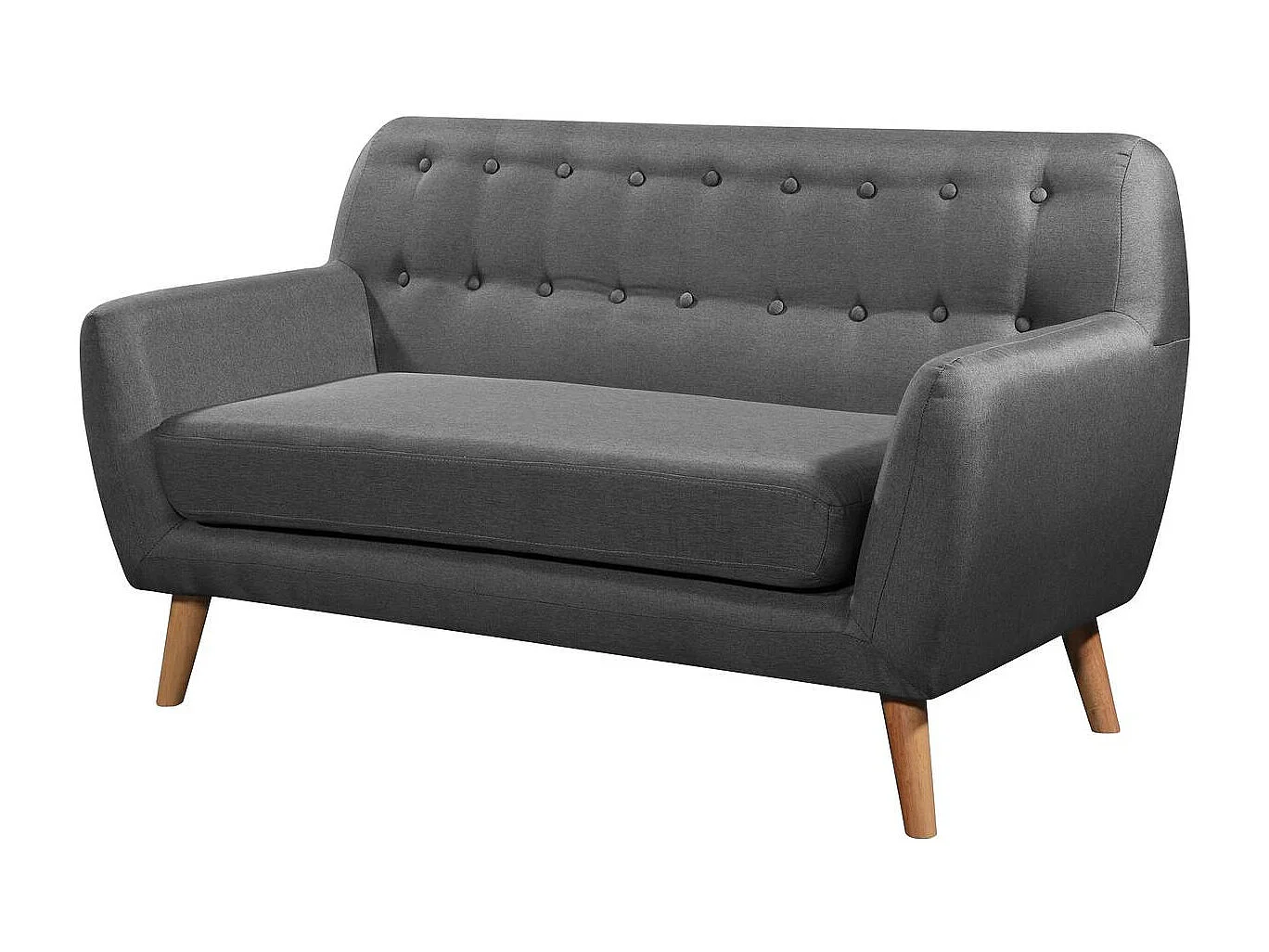 Canapé fixe tissu "Cody" - 145 x 77 x 84 cm - 2 places - Gris