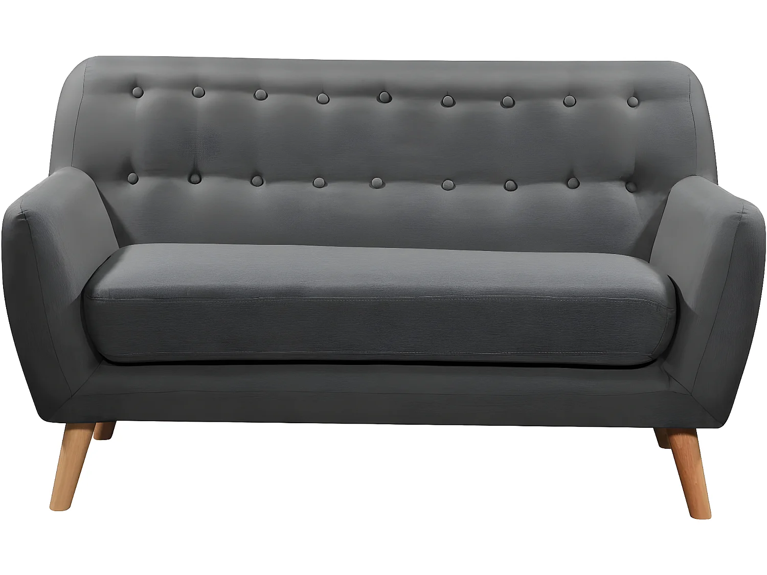 Canapé fixe tissu "Cody" - 145 x 77 x 84 cm - 2 places - Gris