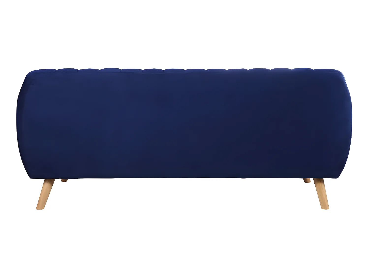 Canapé scandinave fixe en velours "Jarvis" - 3 places - Bleu foncé.