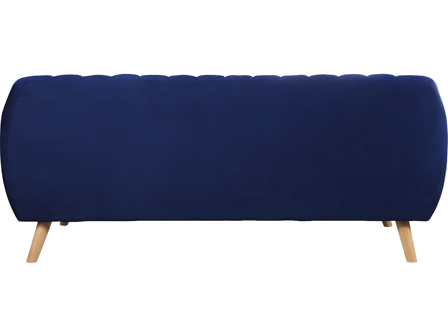 Canapé scandinave fixe en velours "Jarvis" - 3 places - Bleu foncé.