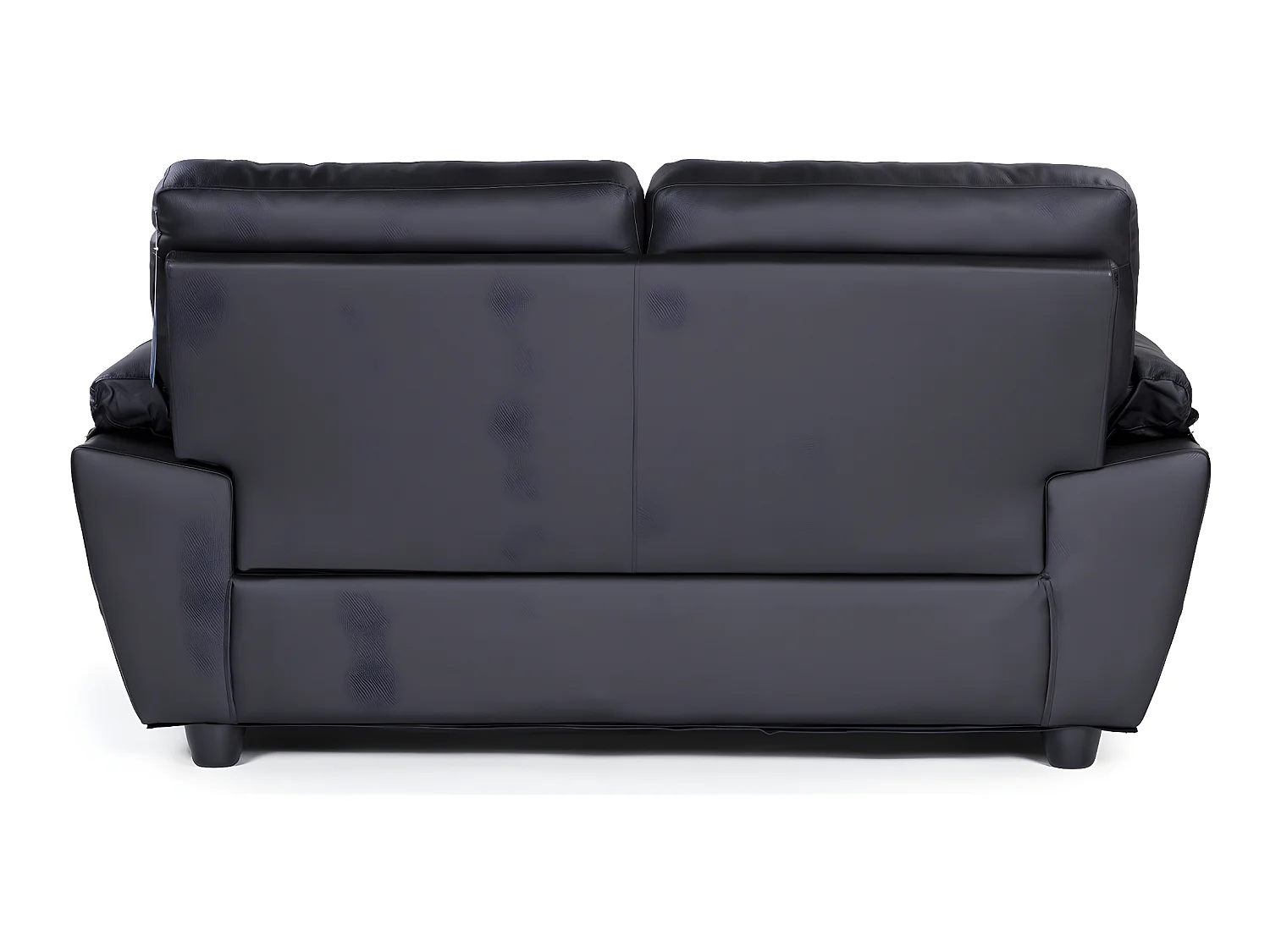 Sofá fixo em couro reconstituído e PVC "Dallas" preto de 2 lugares com apoios de cabeça