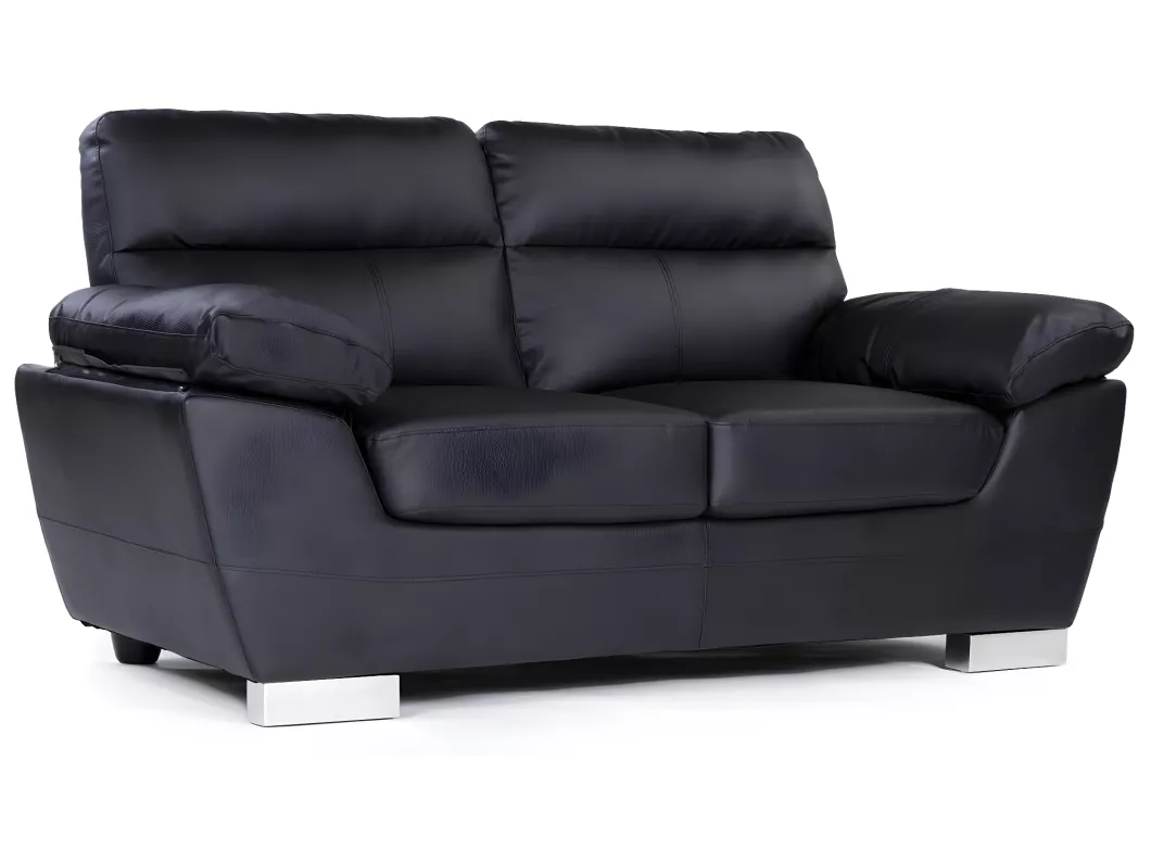 Kauf Unique Festes Sofa aus rekonstituiertem Leder und PVC "Dallas" - 169 x 88 x 90 cm - 2 Sitze - Schwarz