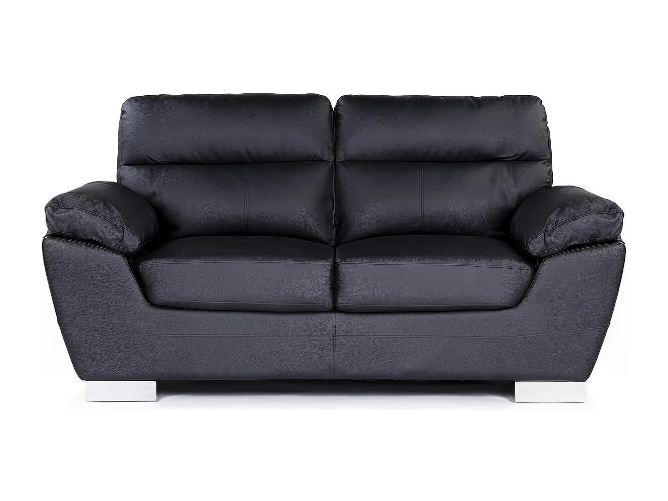 Bank gereconstrueerd leer en pvc meubel bankstel "Dallas" - 169 x 88 x 90 cm - 2 zits - Zwart