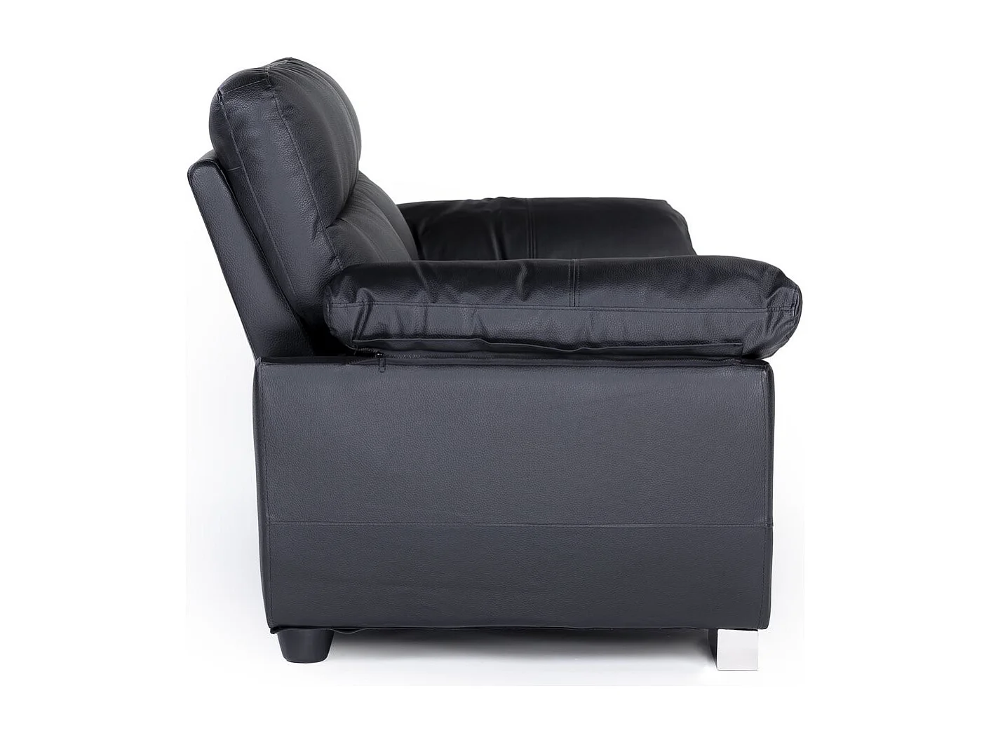 Bank gereconstrueerd leer en pvc meubel bankstel "Dallas" - 169 x 88 x 90 cm - 2 zits - Zwart