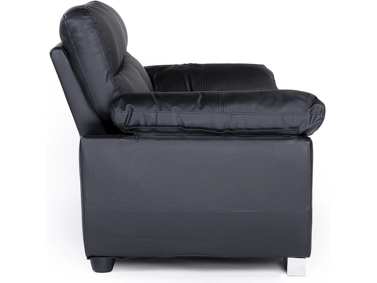 Sofá fixo em couro colado e PVC "Dallas" - 169 x 88 x 90 cm - 2 lugares - Preto