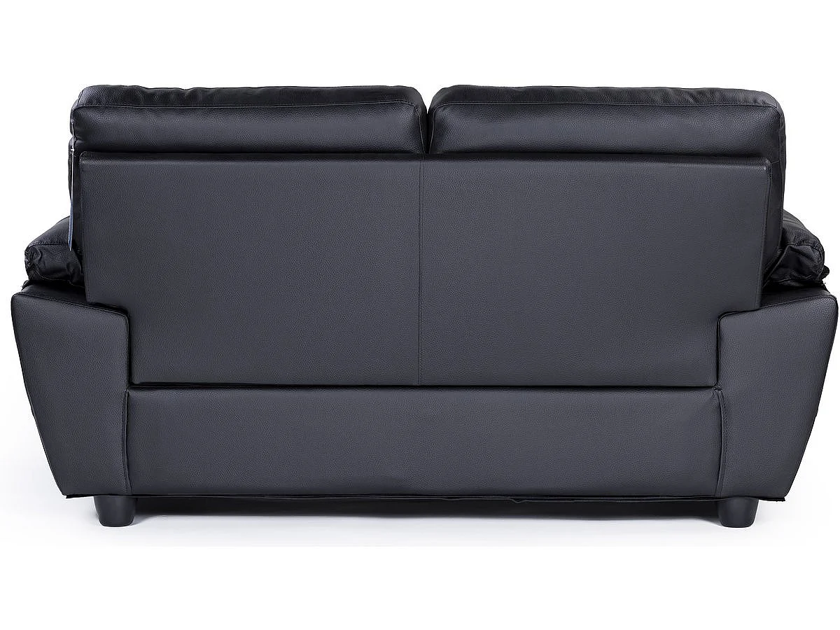 Sofá fixo em couro colado e PVC "Dallas" - 169 x 88 x 90 cm - 2 lugares - Preto