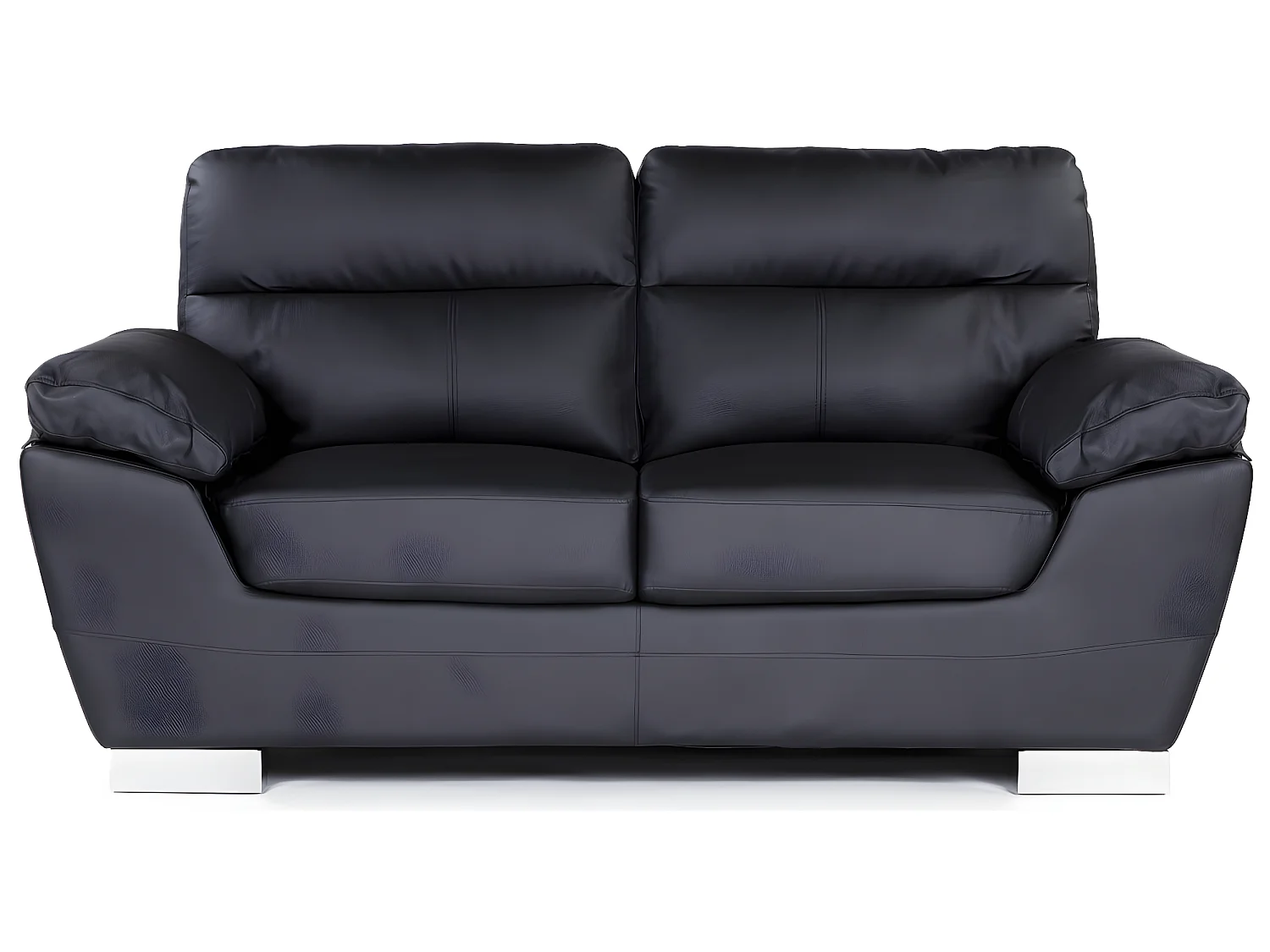 Canapé fixe en cuir reconstitué et PVC "Dallas" - 169 x 88 x 90 cm - 2 places - Noir