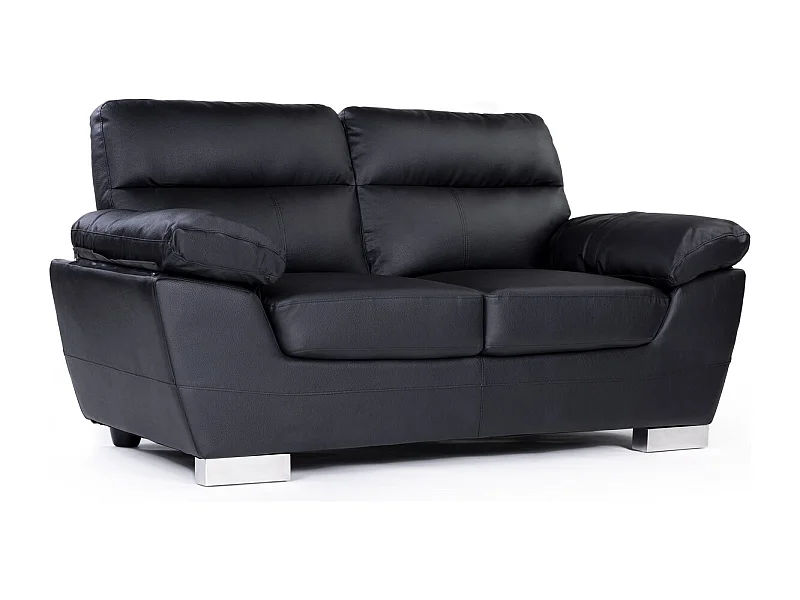 Canapé fixe en cuir reconstitué et PVC "Dallas" - 169 x 88 x 90 cm - 2 places - Noir