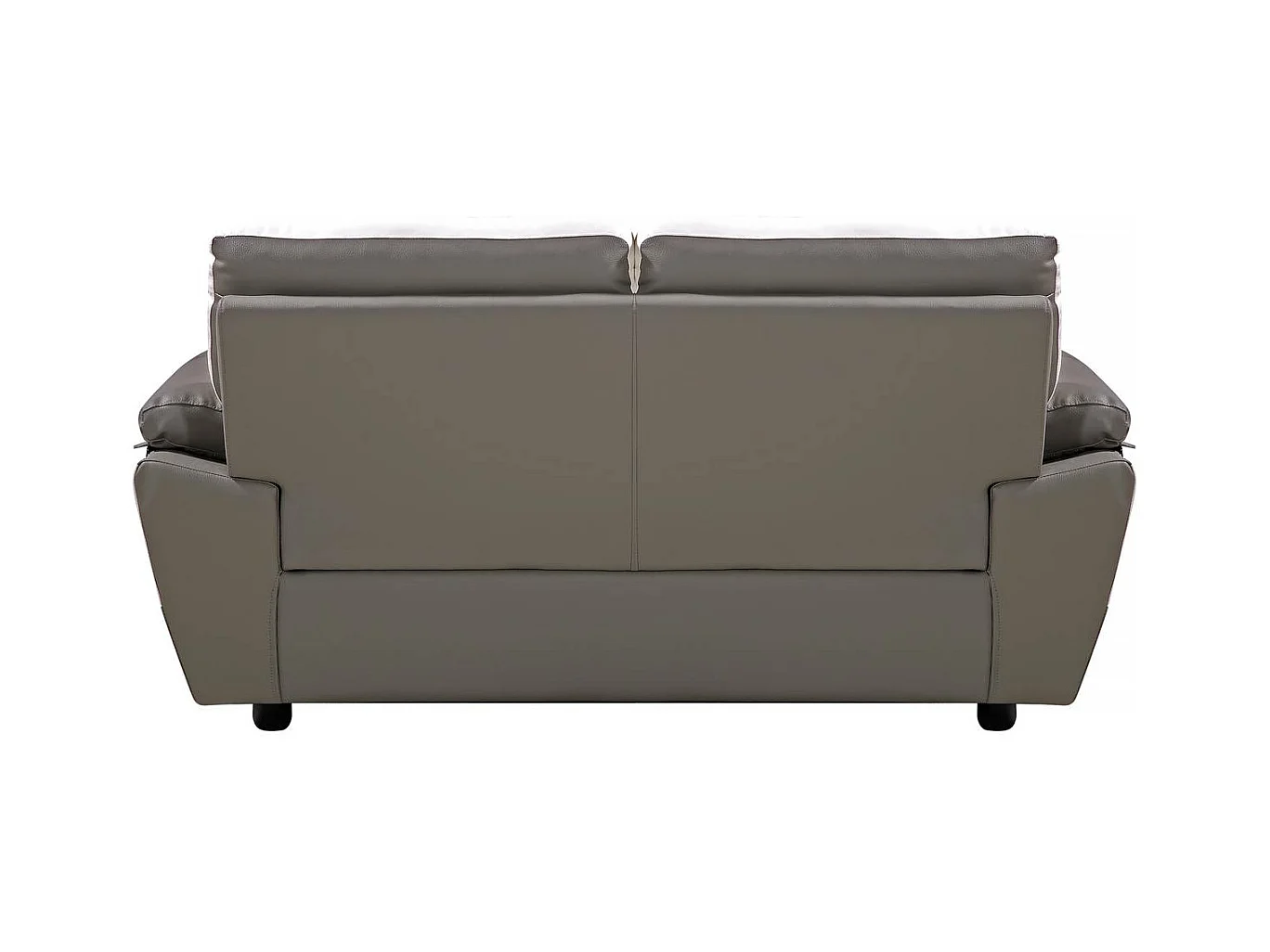 Sofá fixo de couro reconstituído e PVC "Dallas" - 2 lugares - Cinza/Branco