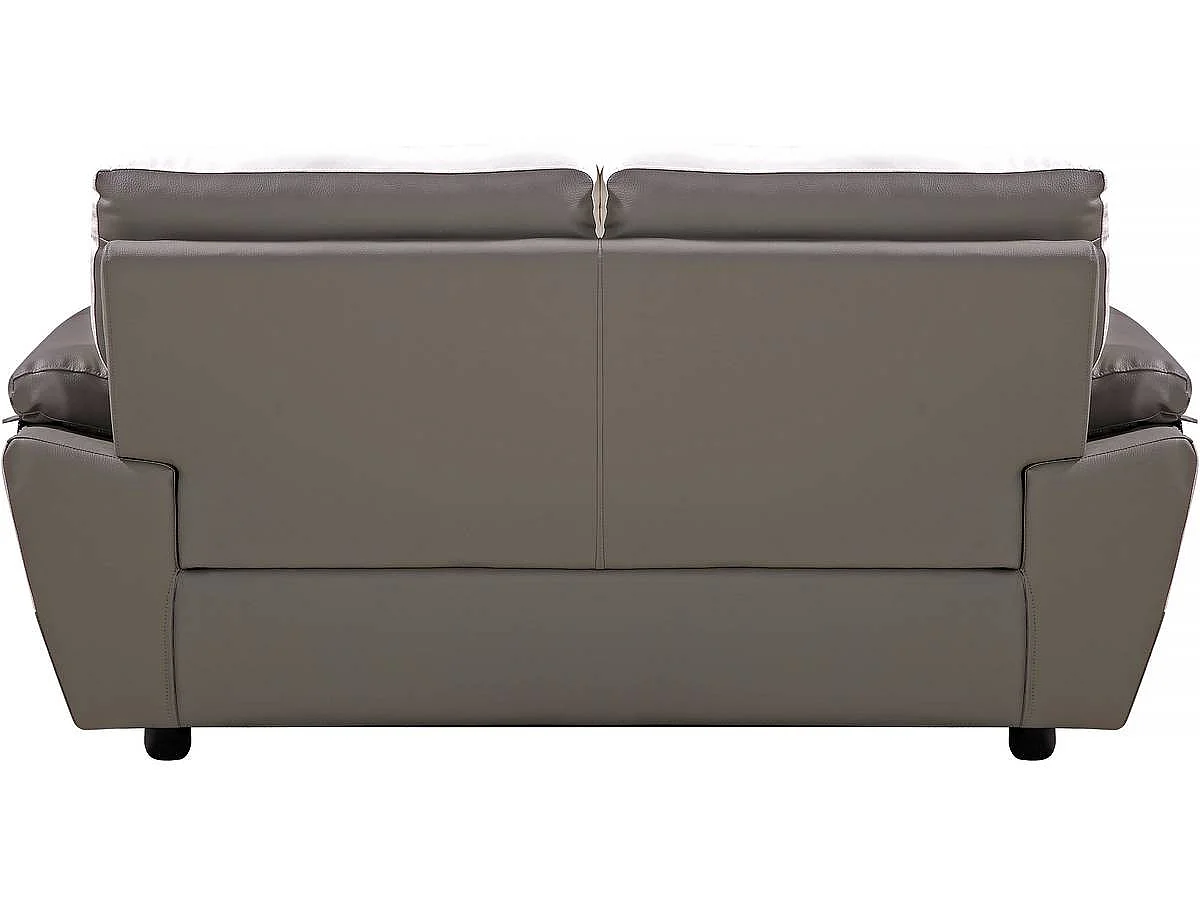 Sofá fixo em couro colado e PVC "Dallas" - 169 x 88 x 90 cm - 2 lugares - Cinza/Branco