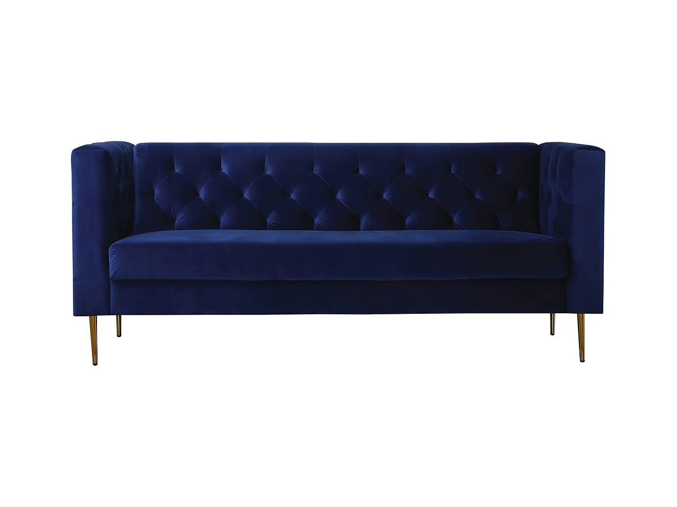 Sofá fixo de veludo "Bruce" 3 lugares - Azul escuro