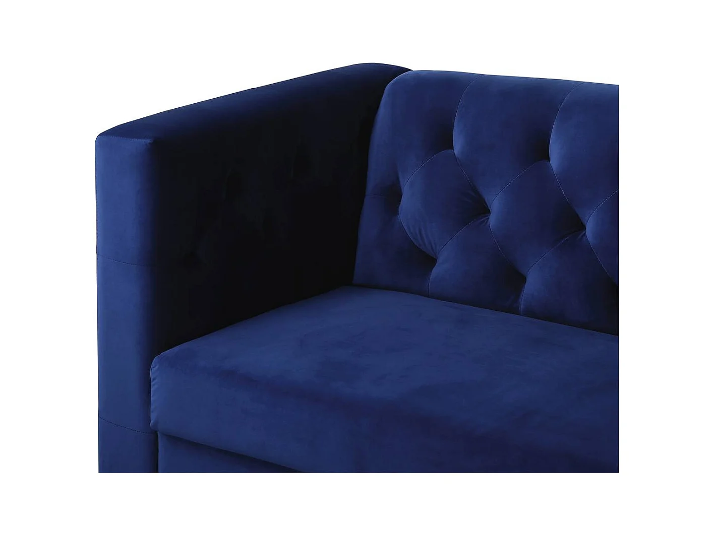 Sofá fixo de veludo "Bruce" 3 lugares - Azul escuro