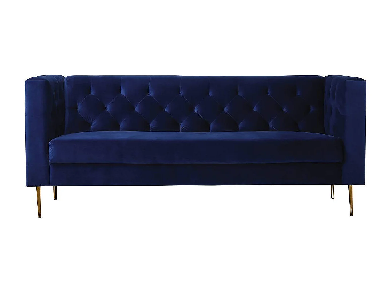 Zitbank bankstel velours "Bruce" - 196 x 76 x 82 cm - 3 zits - Blauw Donkerblauw