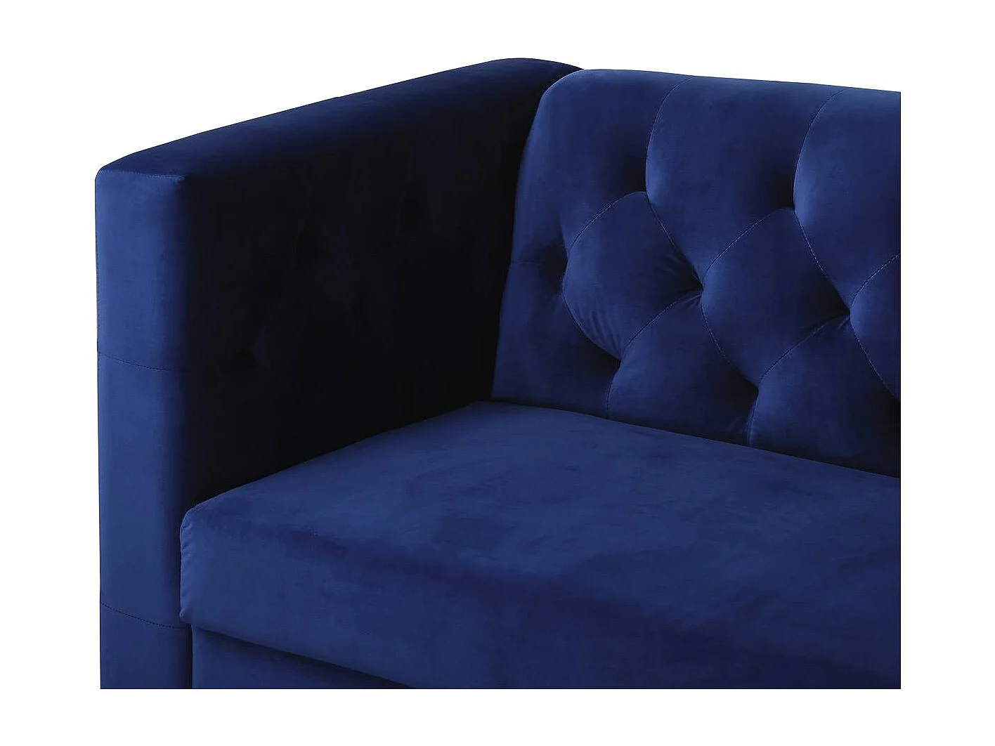 Zitbank bankstel velours "Bruce" - 196 x 76 x 82 cm - 3 zits - Blauw Donkerblauw