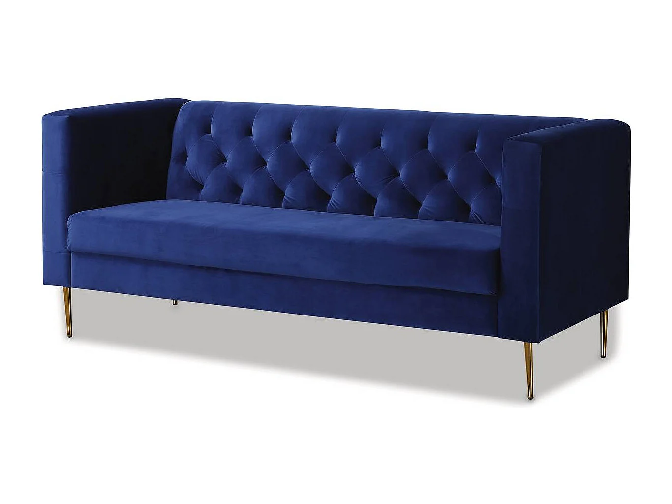 Canapé fixe en velours "Bruce" - 196 x 76 x 82 cm - 3 places - Bleu foncé