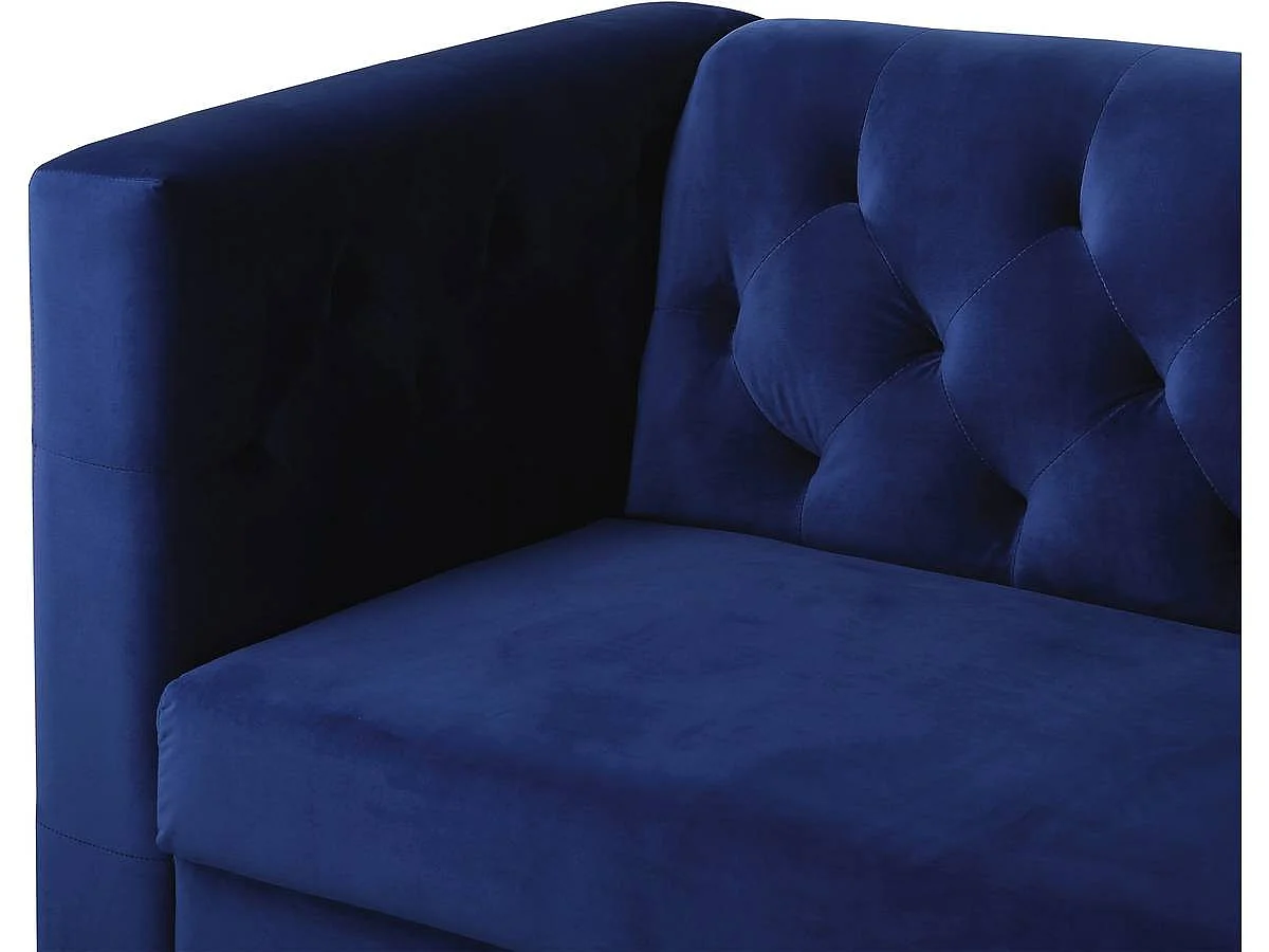 Elegant Mörkblå Sammetssoffa "Bruce" - 3-Sits - 196 x 76 x 82 cm - Hög Komfort