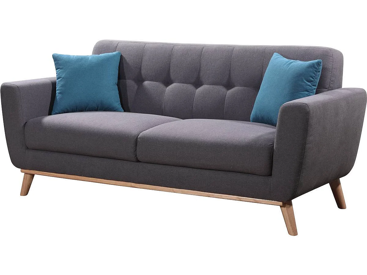 Canapé droit fixe en tissu "Jimmy" - 3 places - Gris