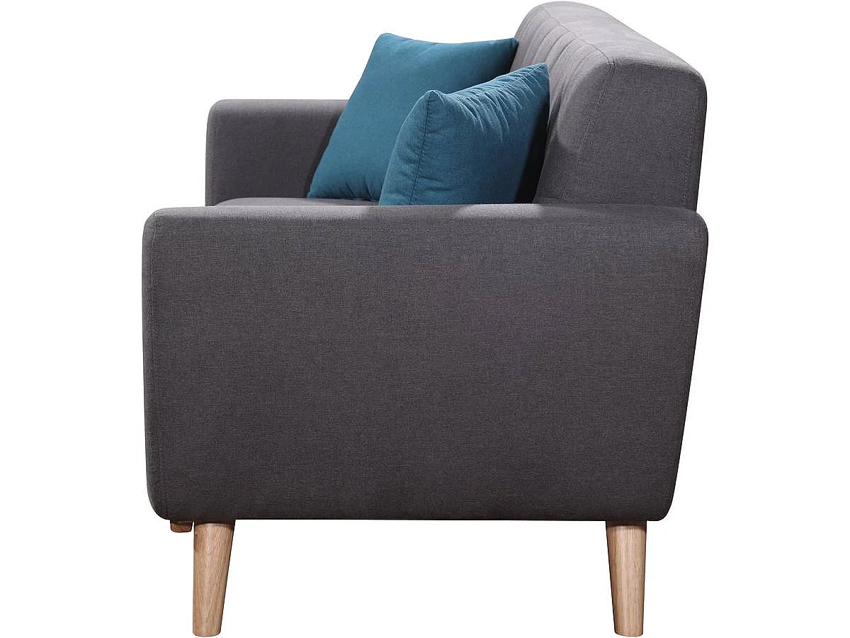 Canapé droit fixe en tissu "Jimmy" - 3 places - Gris