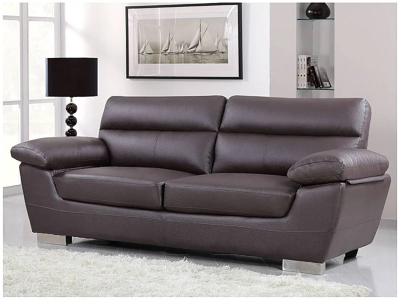 Ledersofa aus rekonstituiertem Leder und PVC "Dallas" - 210 X 88 X 90 cm - 3-Sitzer - Schokolade