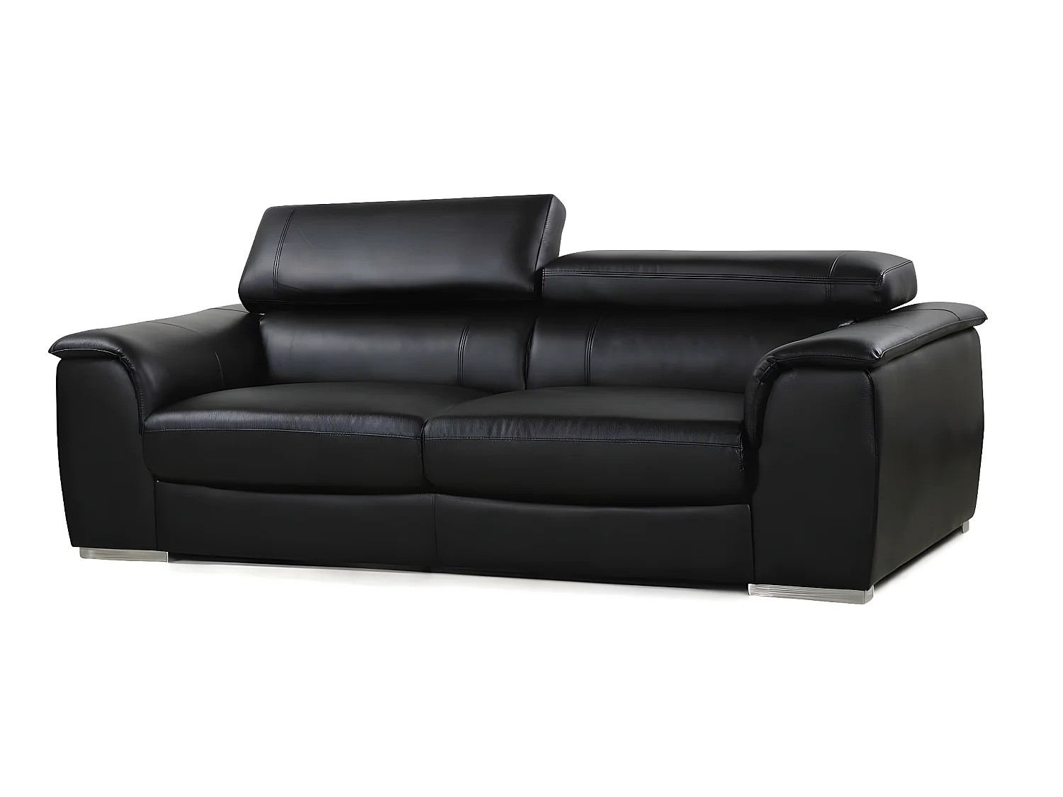 Canapé fixe en cuir reconstitué et PVC "Bari" - 210 x 96 x 72 cm - 3 places - Noir