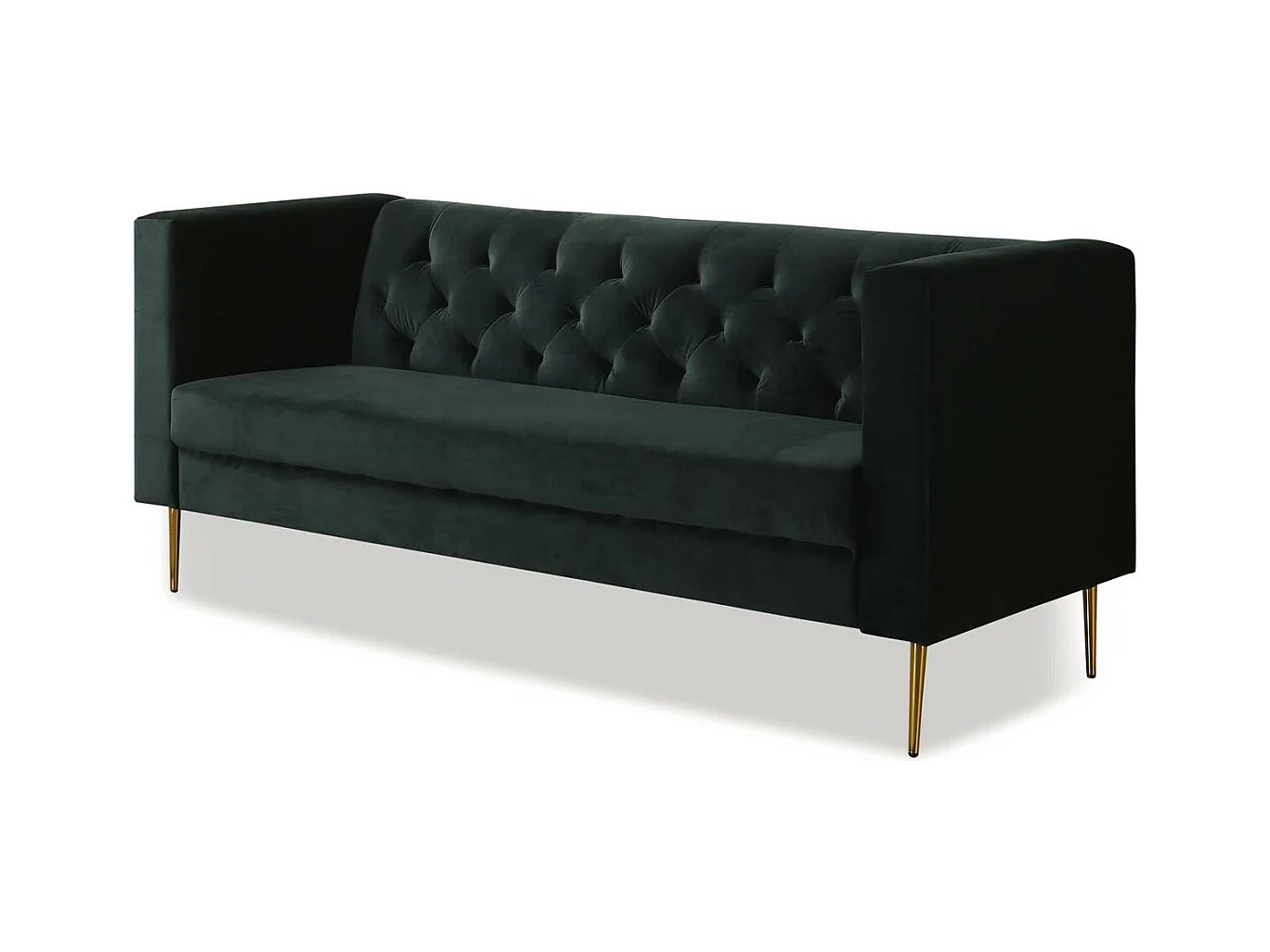 Sofá fixo de veludo "Bruce" para 3 pessoas, verde escuro, confortável e elegante