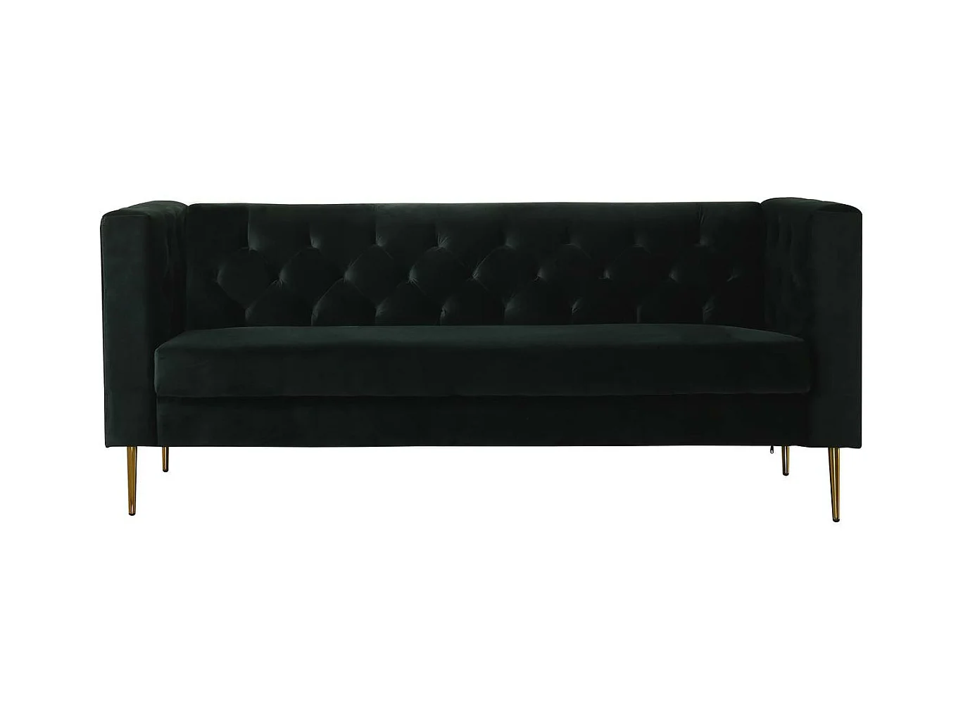 Sofá fixo de veludo "Bruce" para 3 pessoas, verde escuro, confortável e elegante
