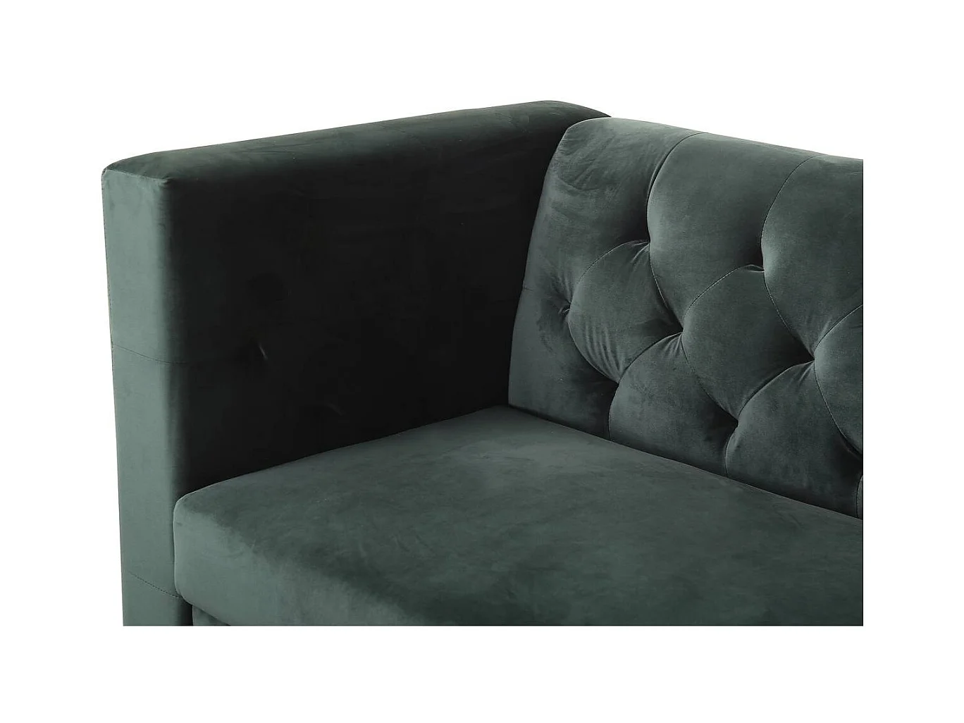 Sofá fixo de veludo "Bruce" para 3 pessoas, verde escuro, confortável e elegante