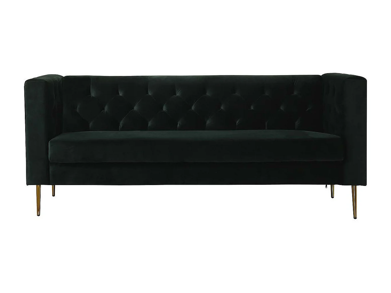 Kanapa nierozkładana "Bruce" z weluru - 196 x 76 x 82 cm - 3 miejsca - Ciemnozielona