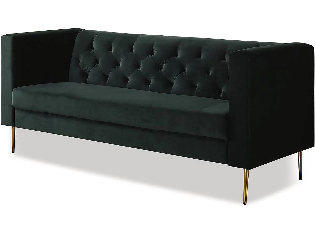 Canapé 3 places en velours vert sapin BRUCE 196x76x82 cm