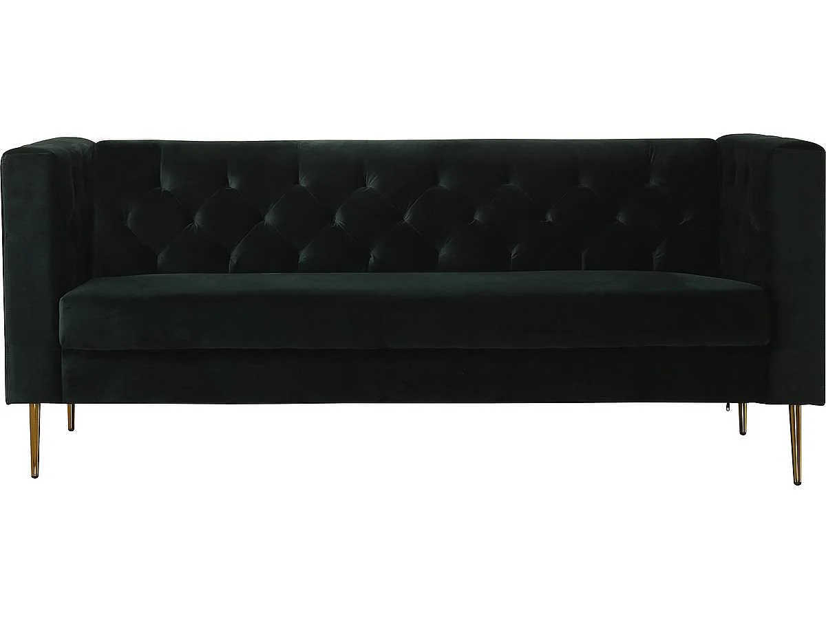 Canapé 3 places en velours vert sapin BRUCE 196x76x82 cm