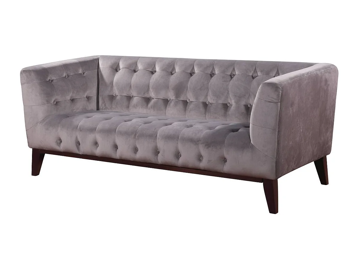 Vaste fluwelen bank "Vanessa" - 3 zitplaatsen - Lichtgrijs, eenvoudig en elegant ontwerp