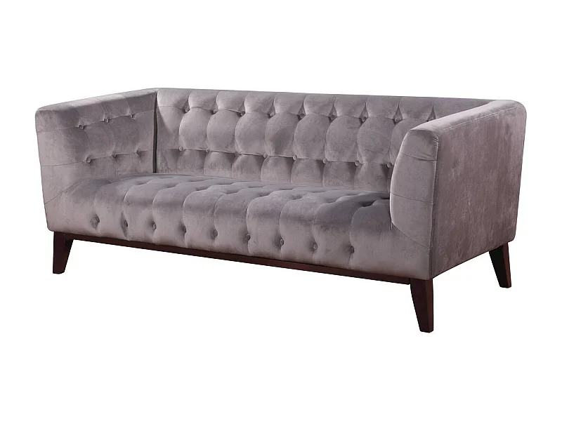 Canapé droit fixe en velours "Vanessa" - 3 places - Gris clair