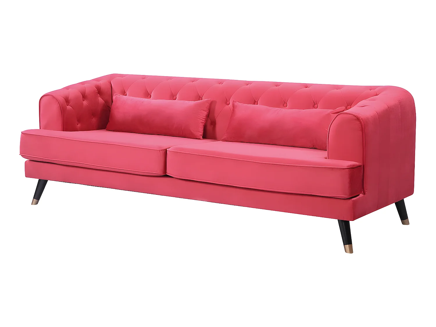 Sofá fixo de veludo "Gloria" 3 lugares - Vermelho