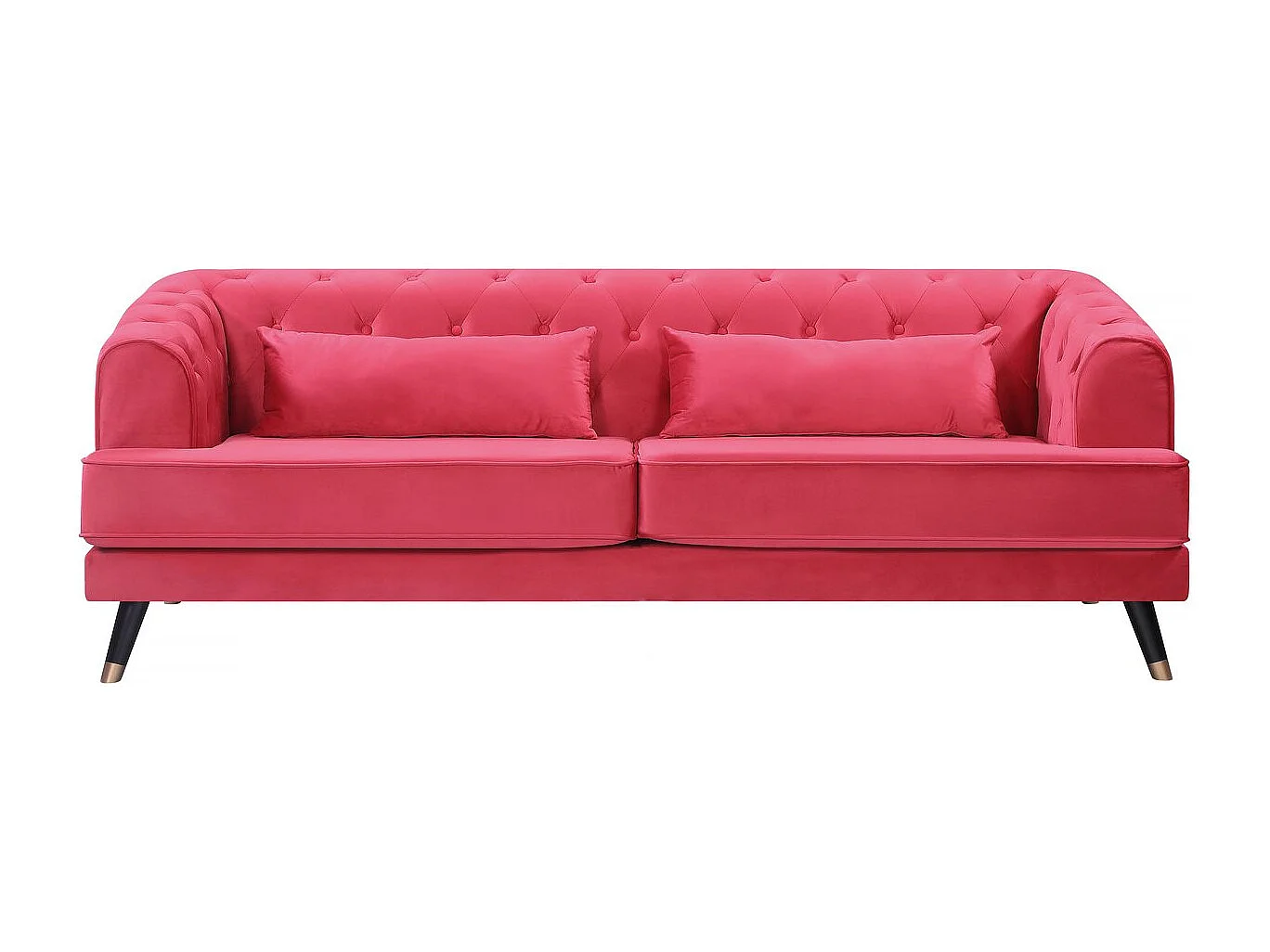 Divano in velluto "Gloria" - 216 x 86 x 76 cm - 3 posti - Rosso