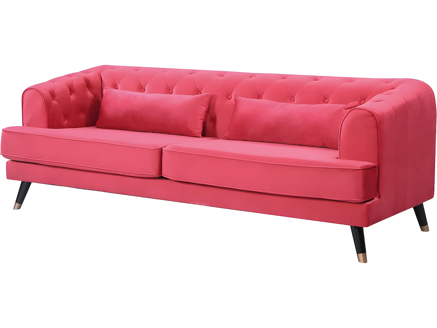 Naprawiono aksamitna sofe "Gloria" - 216 x 86 x 76 cm - 3 miejsca - Czerwona