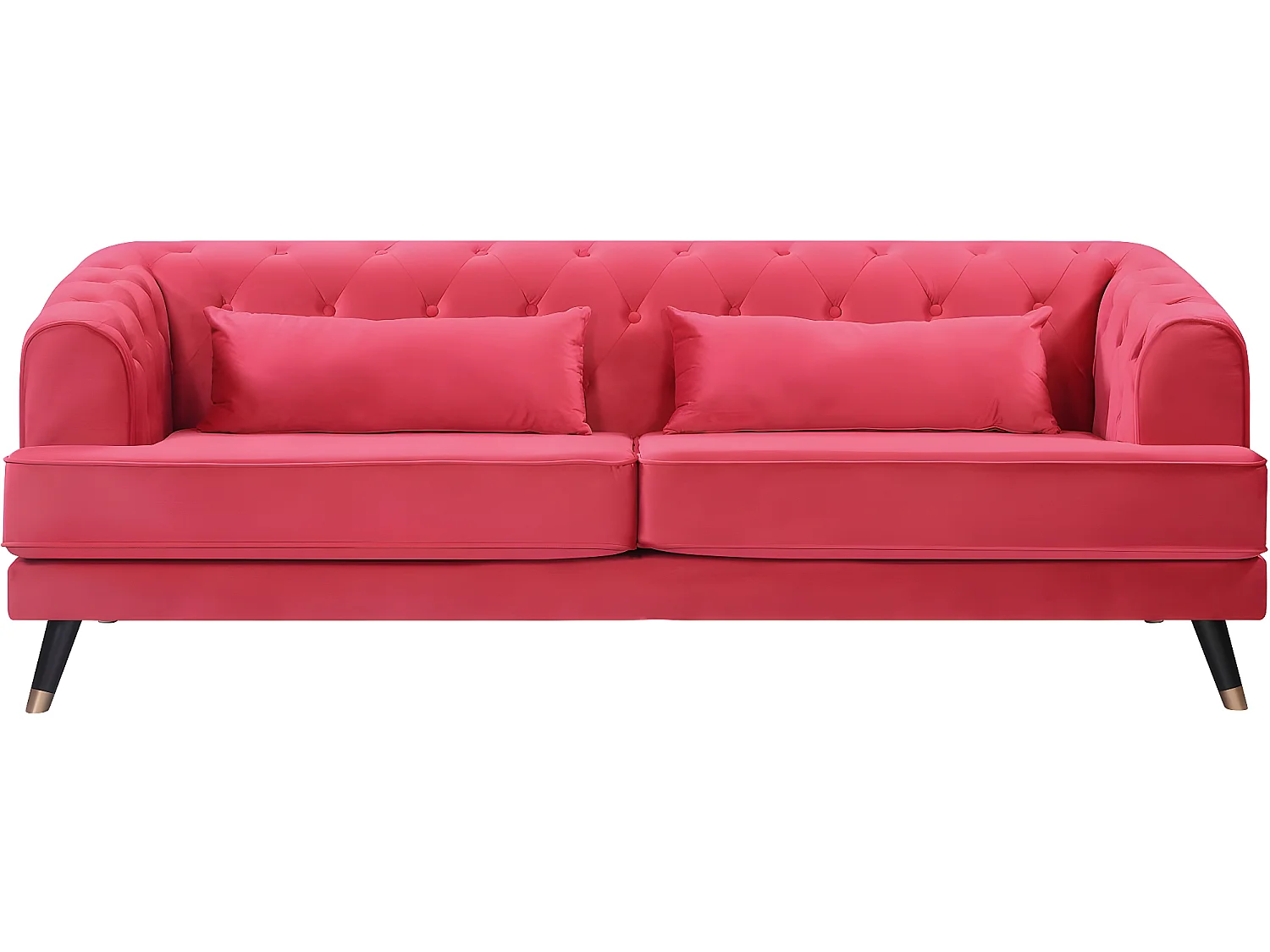 Naprawiono aksamitna sofe "Gloria" - 216 x 86 x 76 cm - 3 miejsca - Czerwona