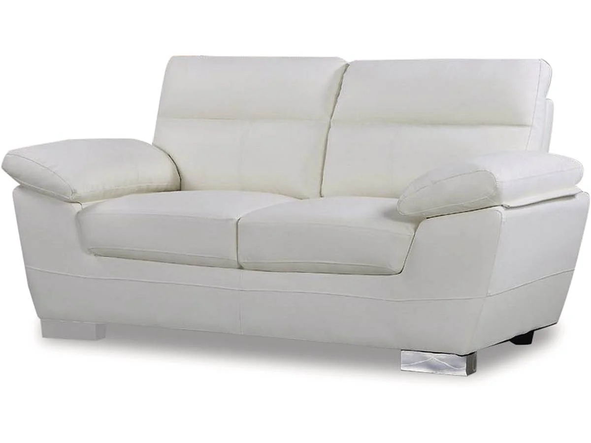 Bank gereconstrueerd leer en pvc meubel bankstel "Dallas" - 169 x 88 x 90 cm - 2 zits - Wit
