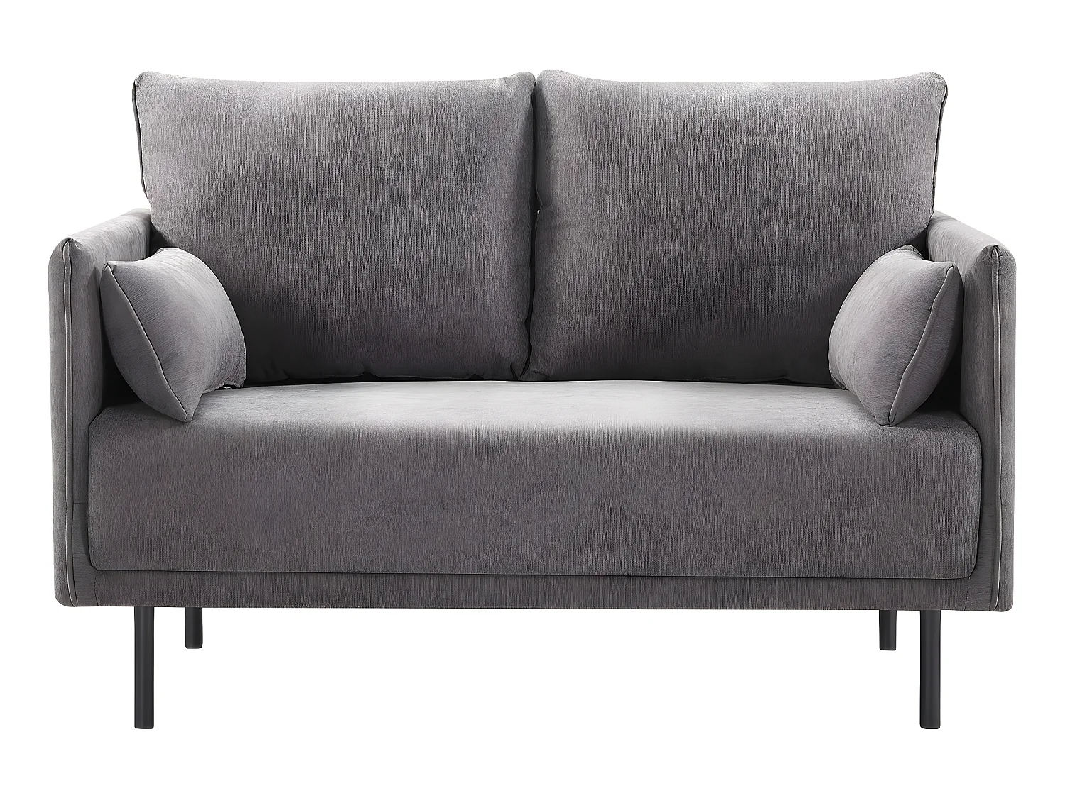 Sofá fixo em tecido "Rudy" estilo escandinavo, 2 lugares, cinza escuro