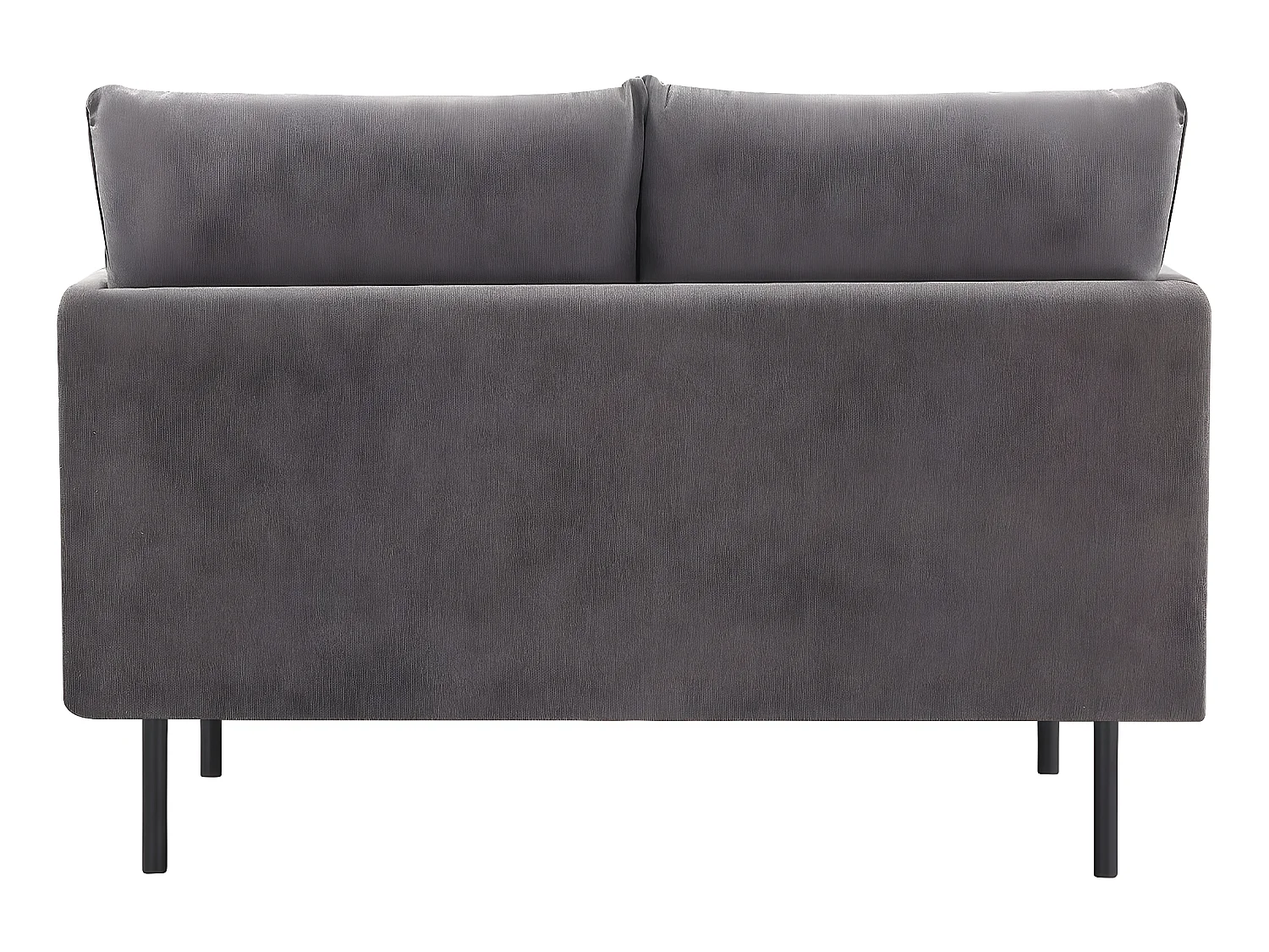 Sofá fixo em tecido "Rudy" estilo escandinavo, 2 lugares, cinza escuro