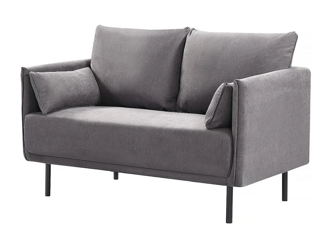 Canapé fixe tissu "Rudy" - 132 x 78 x 88 cm - 2 places - Gris foncé