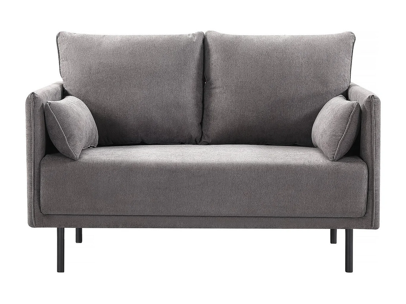 Canapé fixe tissu "Rudy" - 132 x 78 x 88 cm - 2 places - Gris foncé