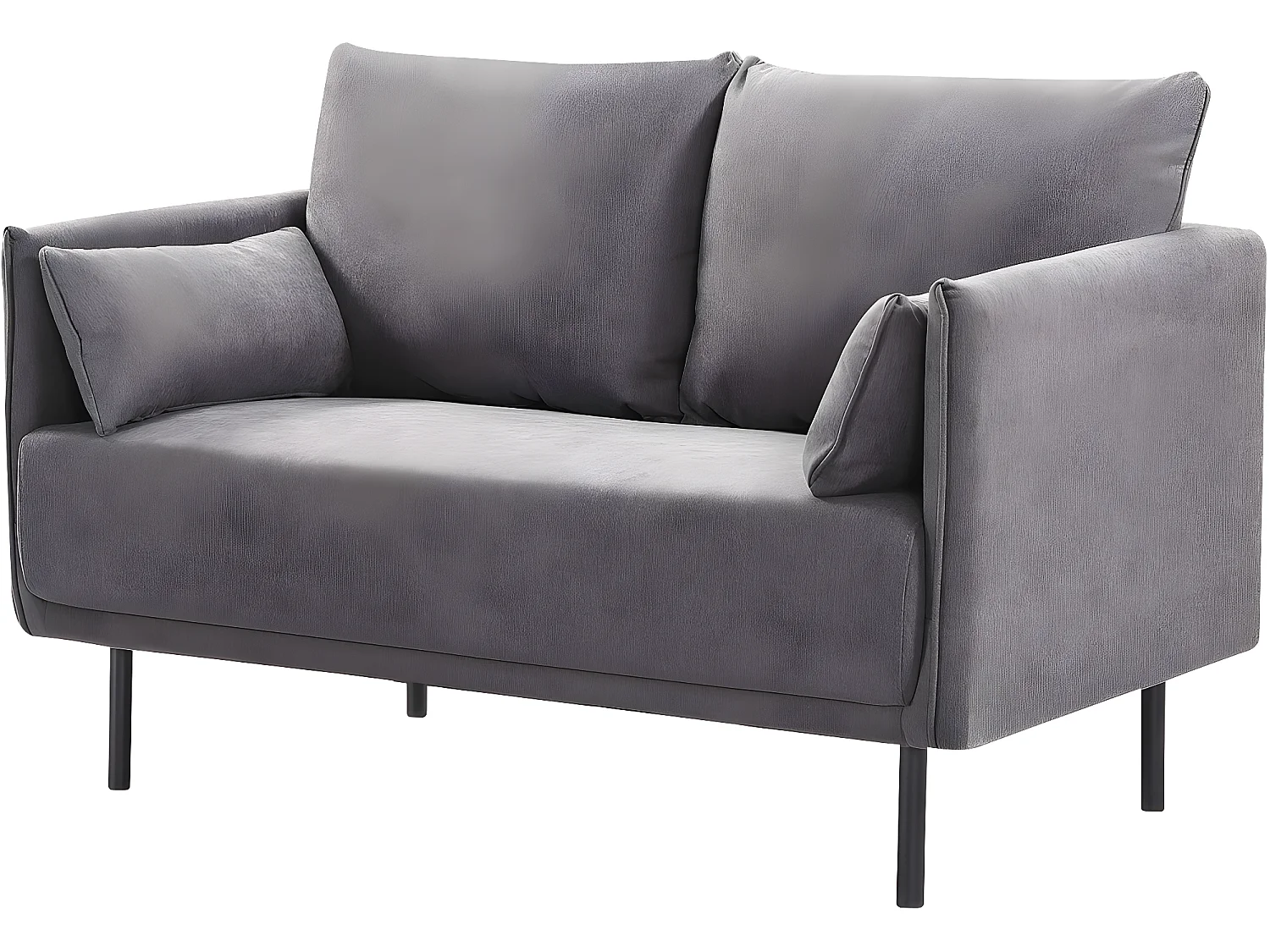 Bank bankstel meubel stof "Rudy" - 132 x 78 x 88 cm - 2 zits - Grijs Donkergrijs