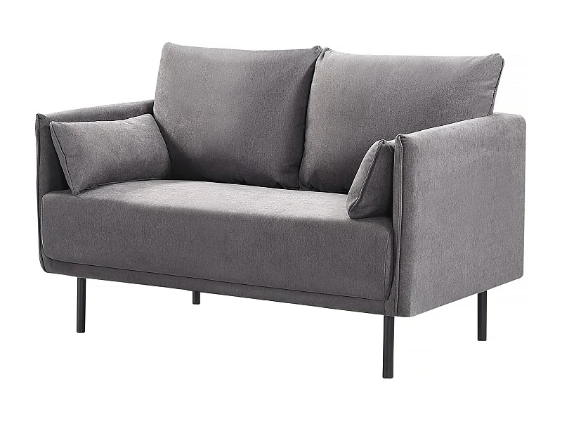 Canapé fixe tissu "Rudy" - 132 x 78 x 88 cm - 2 places - Gris foncé