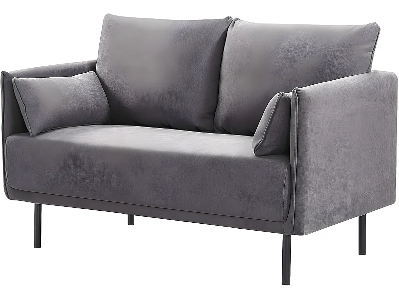 Bank bankstel meubel stof "Rudy" - 132 x 78 x 88 cm - 2 zits - Grijs Donkergrijs