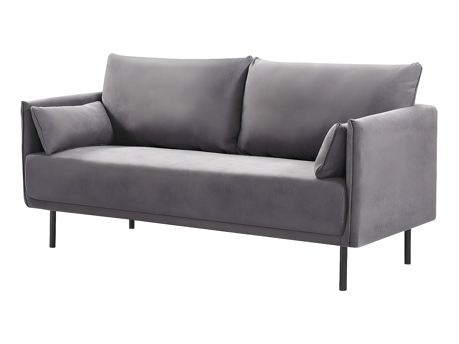 Canapé fixe tissu "Rudy" - 180.5 x 78 x 52 cm - 3 places - Gris foncé