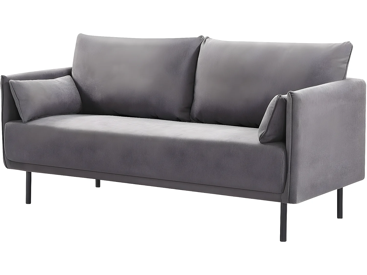 Canapé fixe tissu "Rudy" - 180.5 x 78 x 52 cm - 3 places - Gris foncé