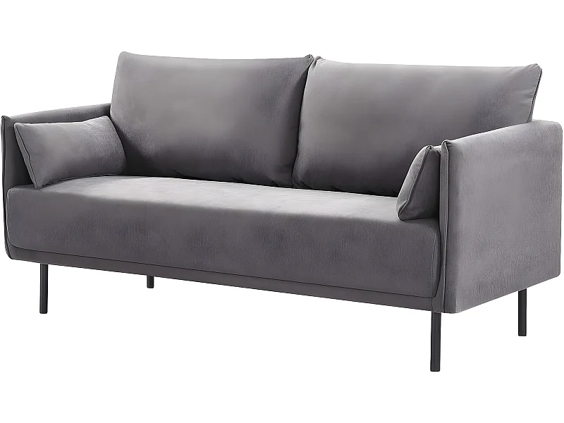 Canapé fixe tissu "Rudy" - 180.5 x 78 x 52 cm - 3 places - Gris foncé